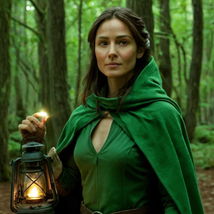 An example of an original, fully clothed fictional character portrait.